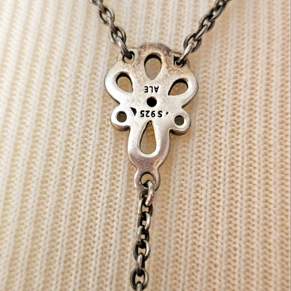 PANDORA Sincerity Sterling Silver Mother of Pearl Onyx Necklace & Earrings Set - Picture 5 of 9